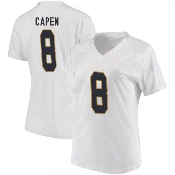 Cole Capen Notre Dame Fighting Irish NCAA Women's #8 White Replica College Stitched Football Jersey QHI1855NT
